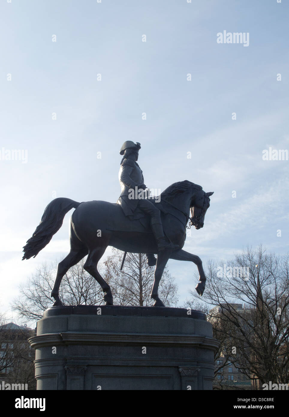 Die Bronzestatue von George Washington in der Boston Public Garden Stockfoto