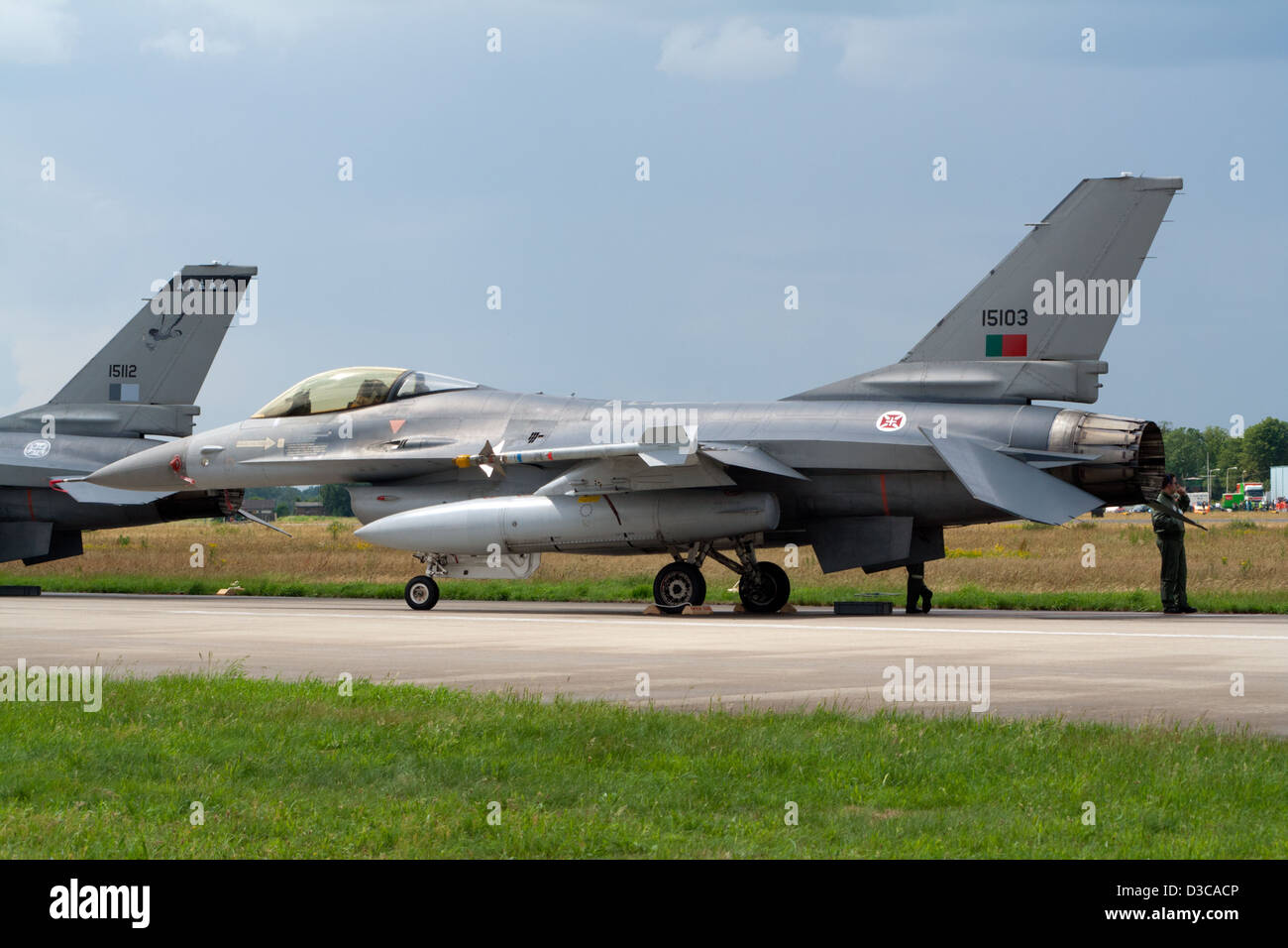 Portugiesische Luftwaffe f-16 Kampfjet Stockfoto