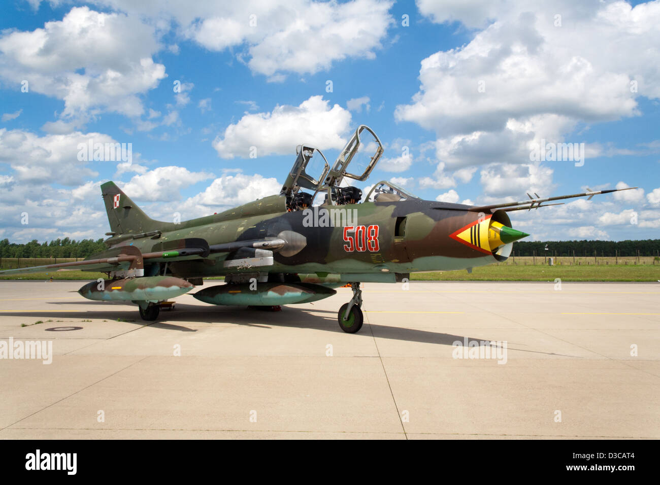 Die polnische Luftwaffe Sukhoi SU-22 Fighter Jet Stockfoto