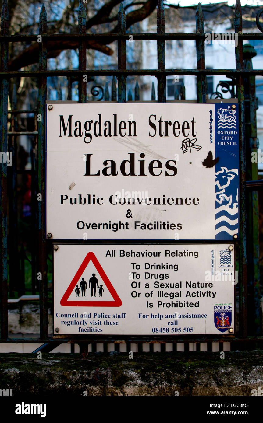 Magdalen Street Damen Toiletten Schild, Oxford, UK Stockfoto