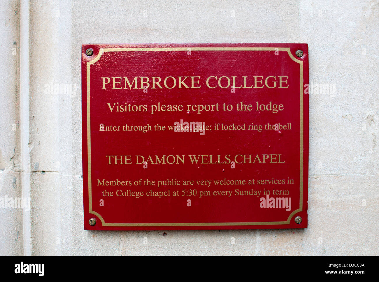 Pembroke College, Oxford, Großbritannien Stockfoto