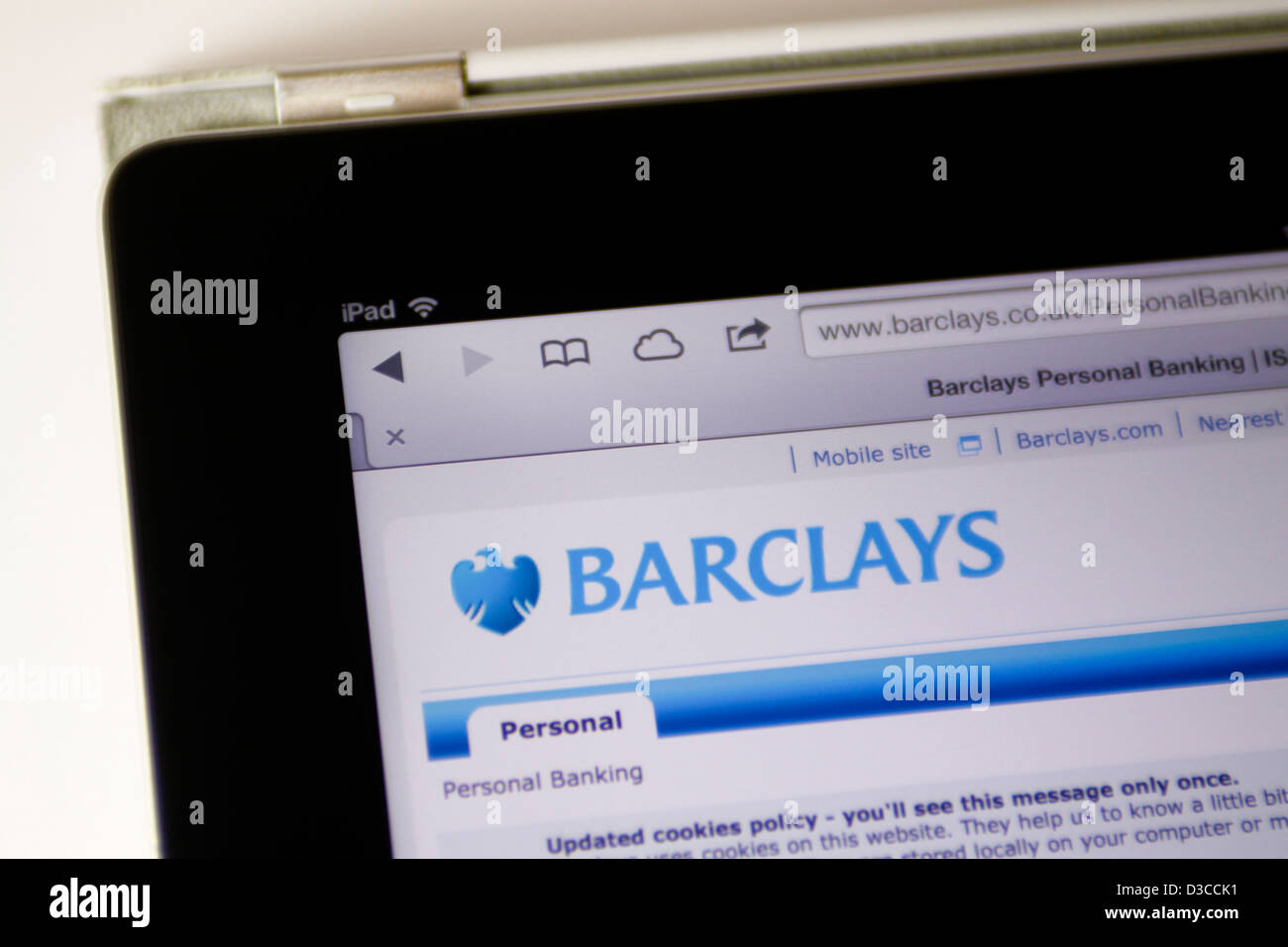 Website der Barclays Bank auf iPad 3 im Safari-Browser angezeigt Stockfoto