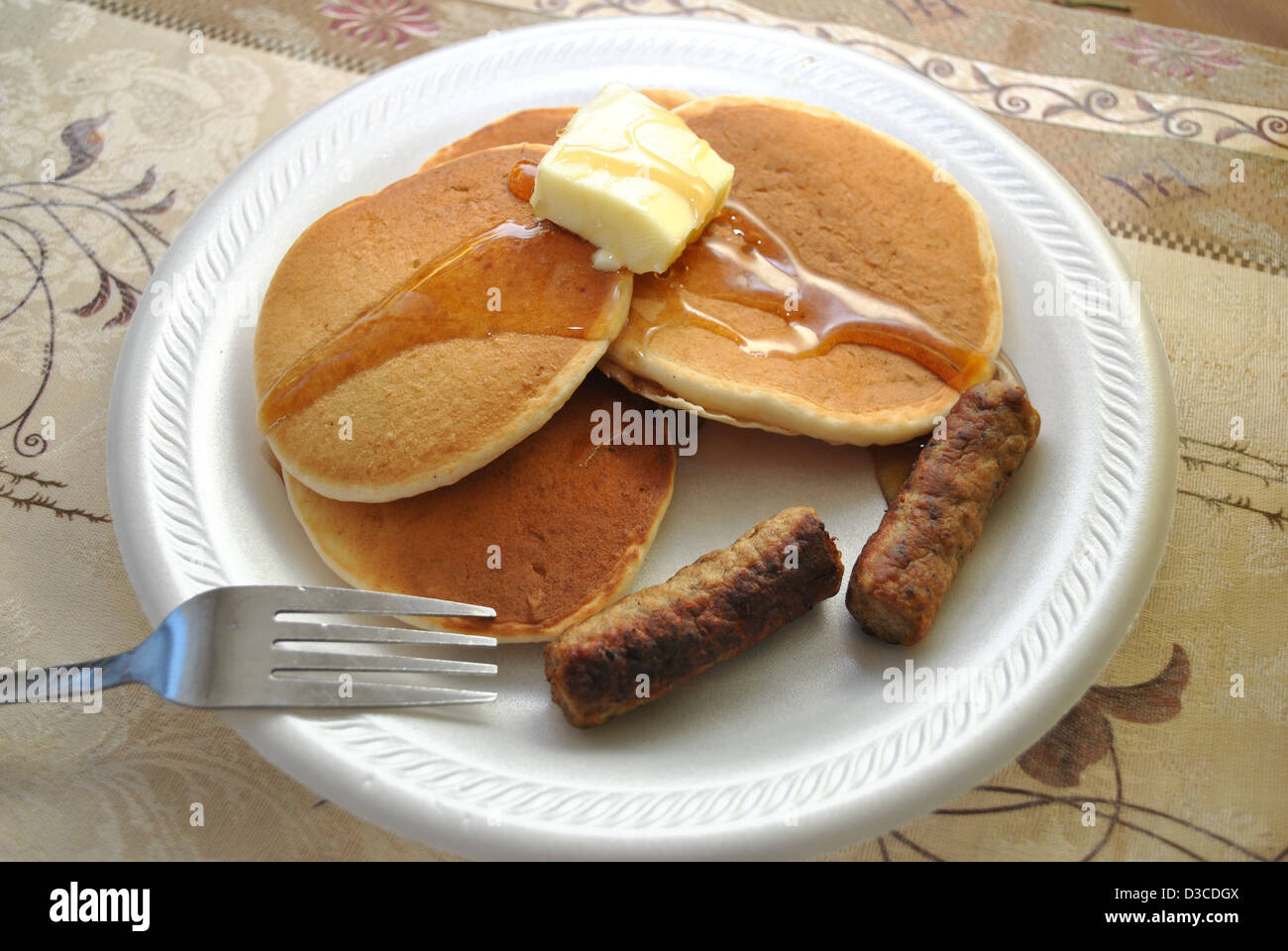 Lecker Frühstück mit Speck und Pfannkuchen Stockfoto