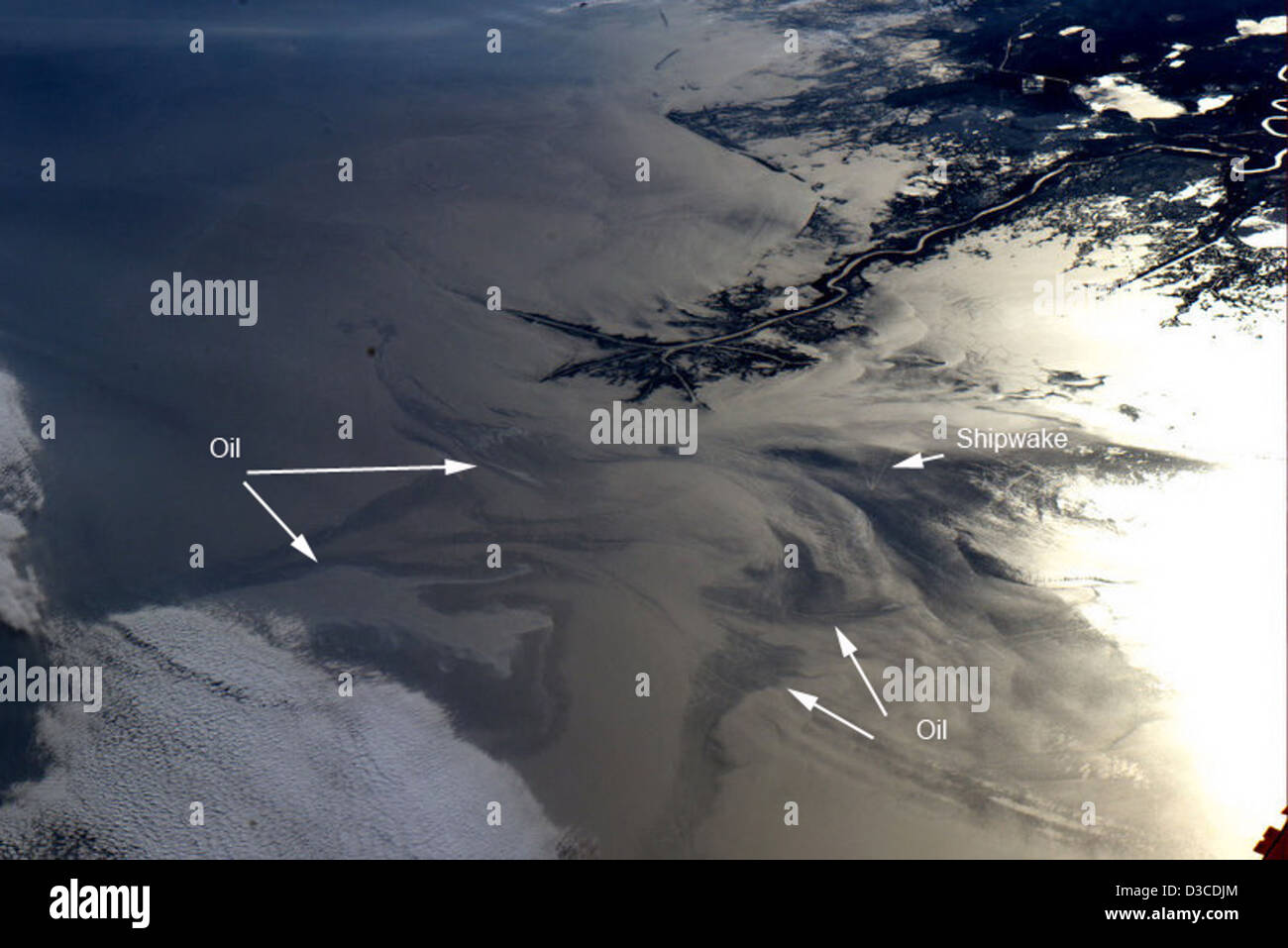 Ölpest Golf von Mexiko (NASA, internationale Raumstation Wissenschaft, 04.05.10) Stockfoto