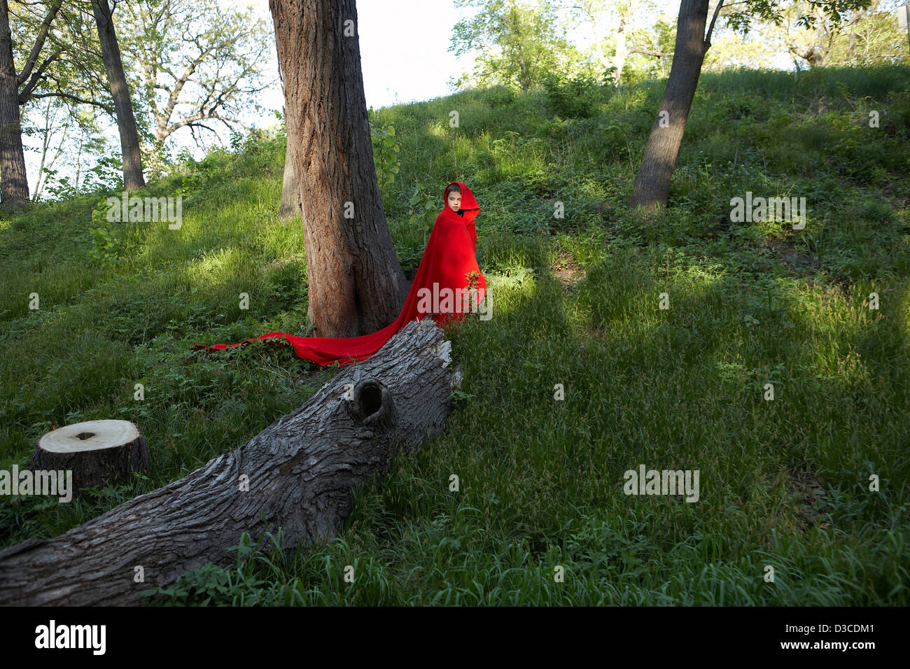 Mädchen im Wald, "wenig red riding Hood" Stockfoto