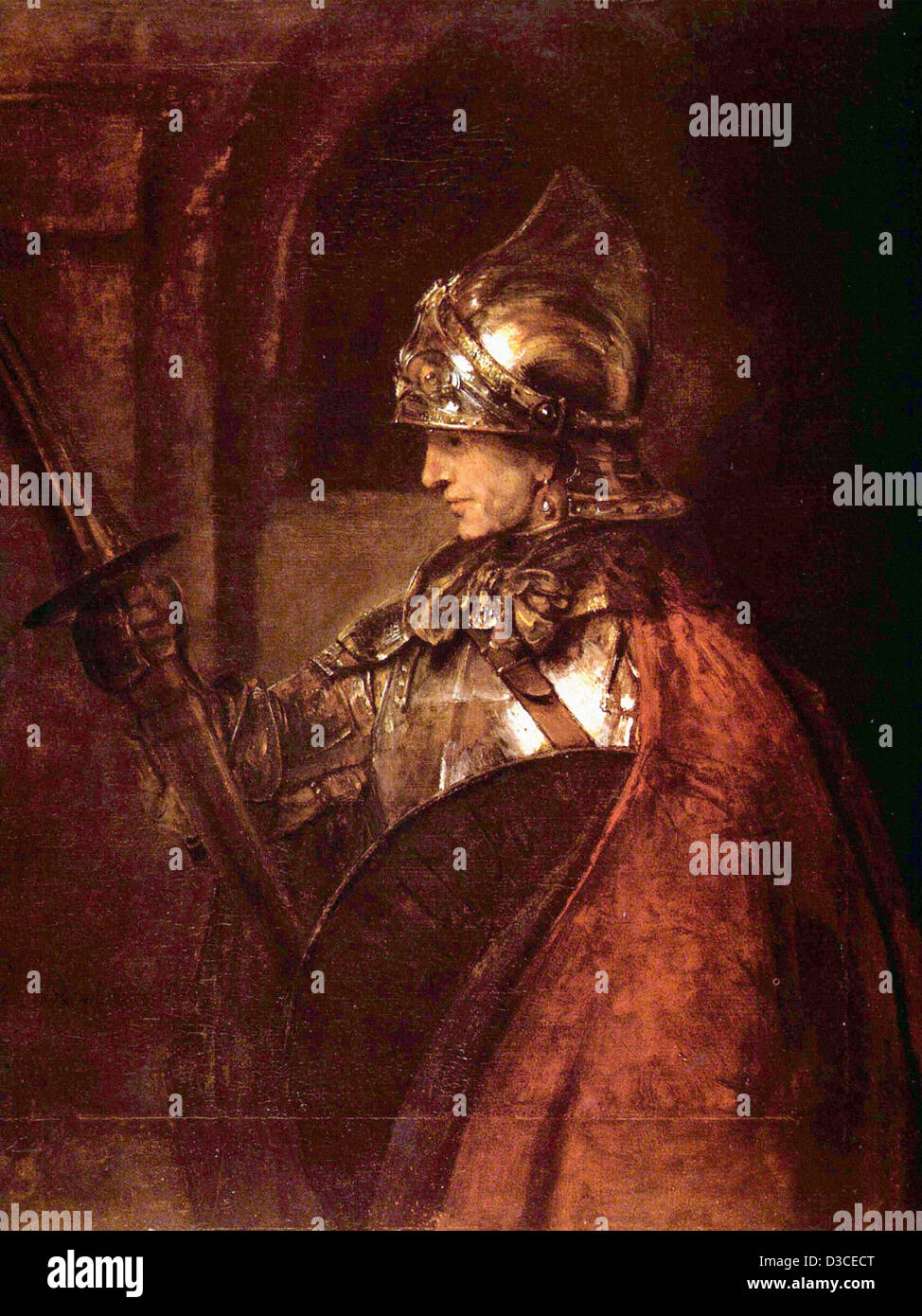 Rembrandt van Rijn, ein Mann in Rüstung. 1655-Öl auf Leinwand. Kelvingrove Art Gallery and Museum, Glasgow. Barocke. Stockfoto