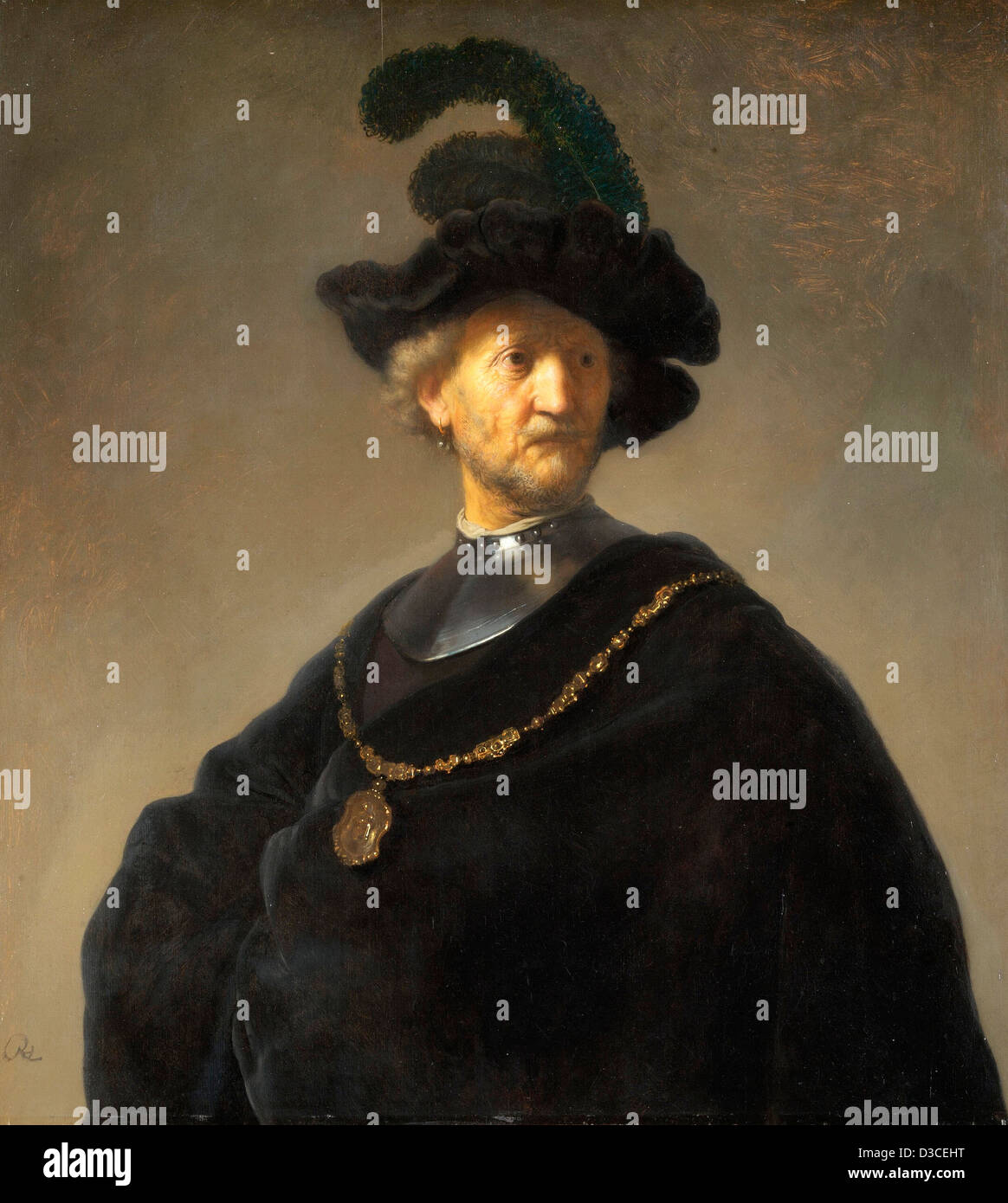 Rembrandt van Rijn, Alter Mann mit einer goldenen Kette. 1631 Öl auf Holz. Barocke. Art Institute of Chicago. Stockfoto