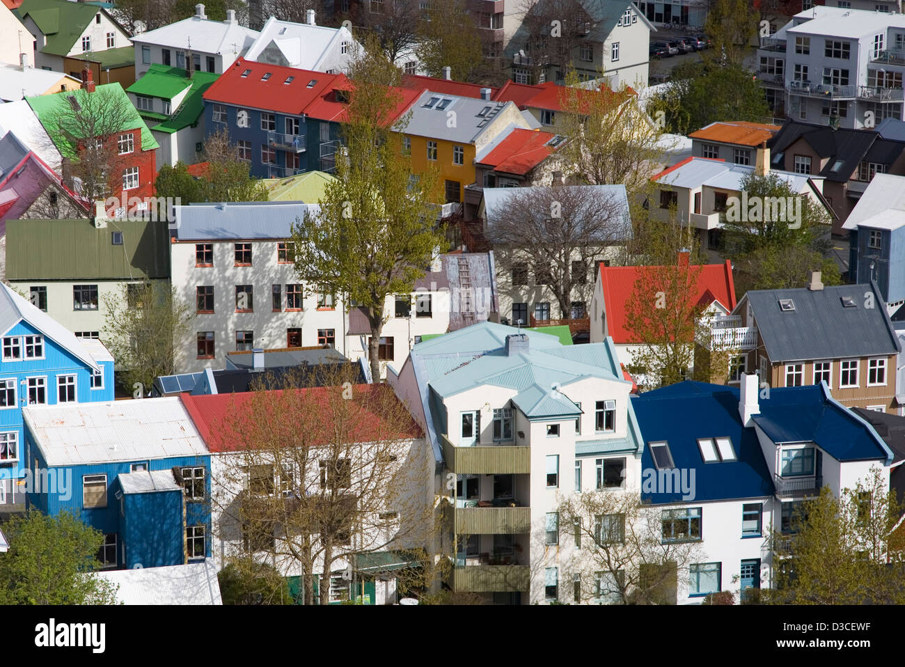 Detailansicht der Häuser In Reykjavik, Reykjavik, Island, Europa Stockfoto