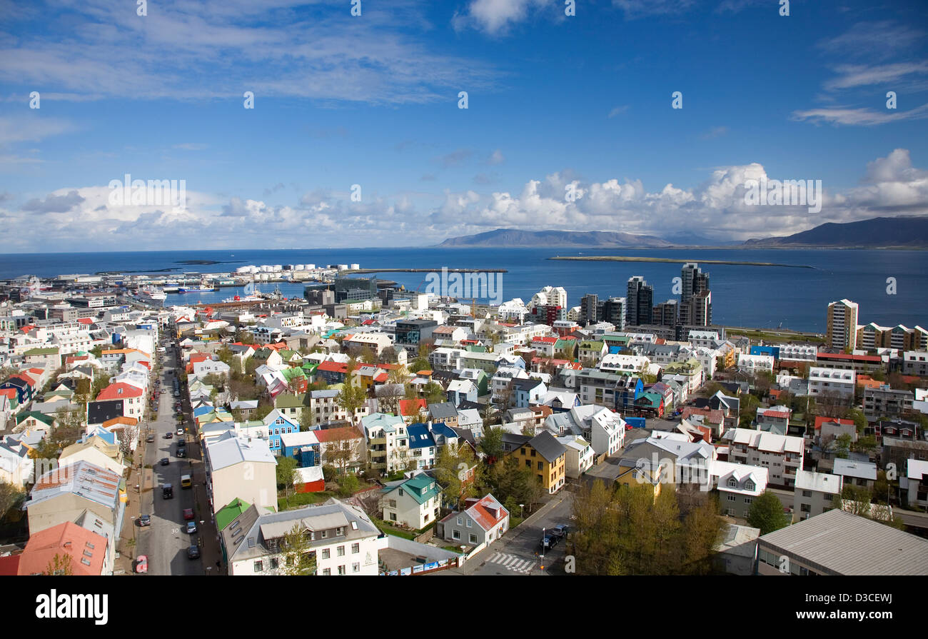 Blick auf Reykjavik, Reykjavik, Island, Europa Stockfoto