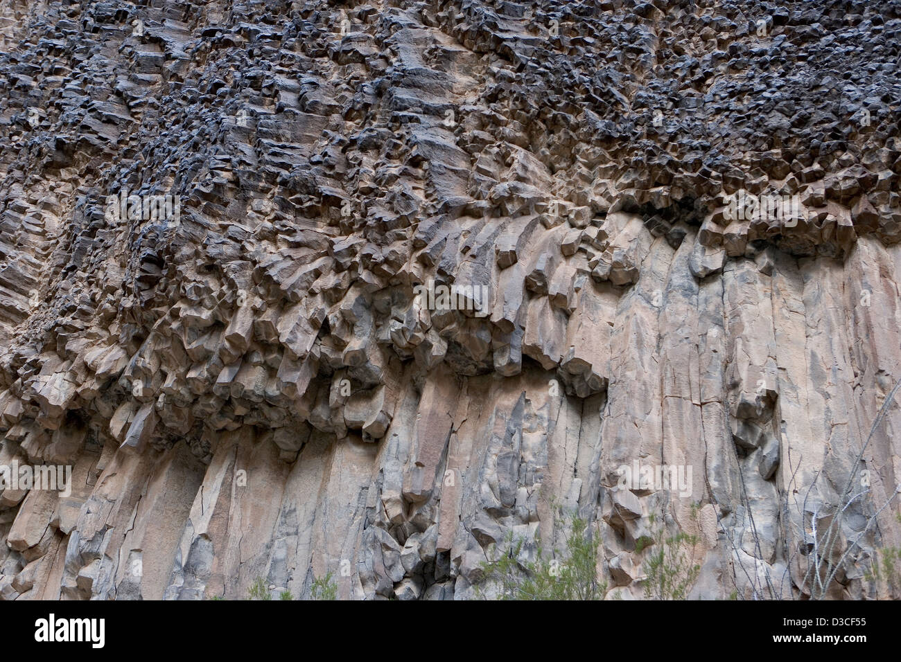 Eine Wand aus Basaltsäulen am Grand Canyon Stockfoto