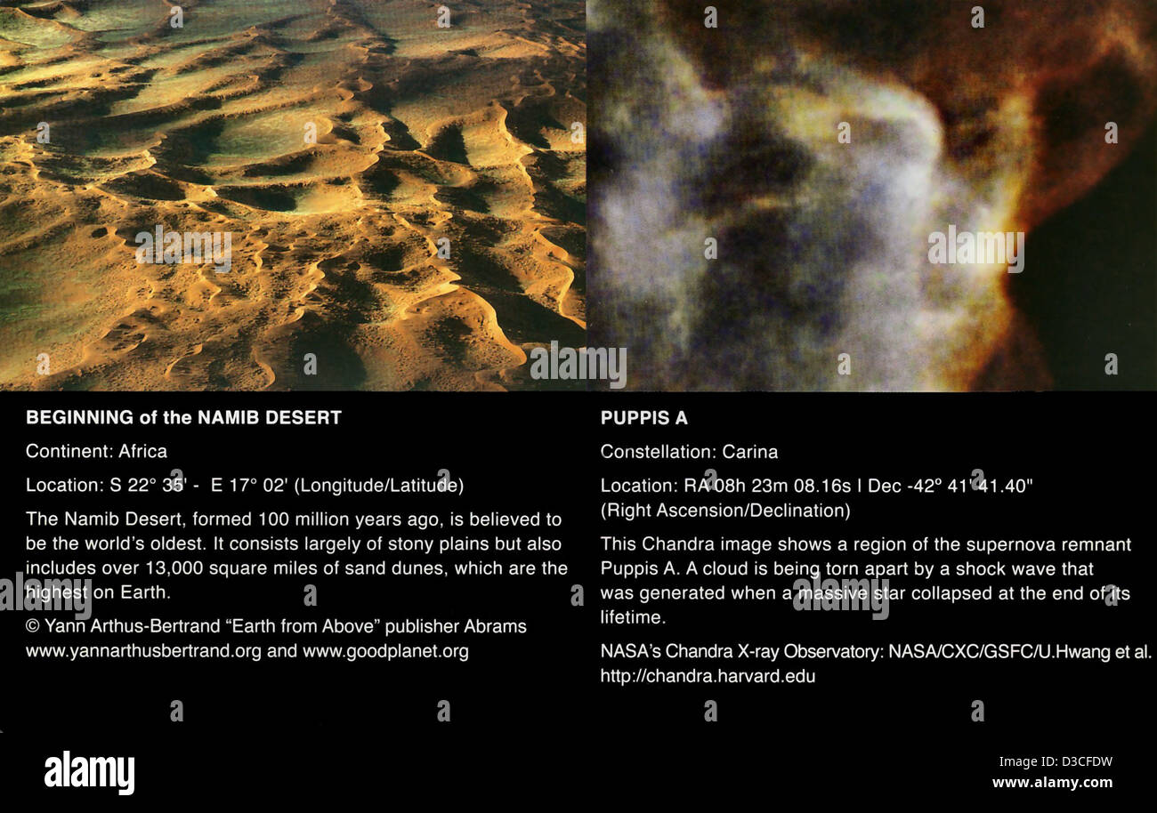 Namib-Wüste / Puppis A (NASA, Chandra, 05.10.10) Stockfoto