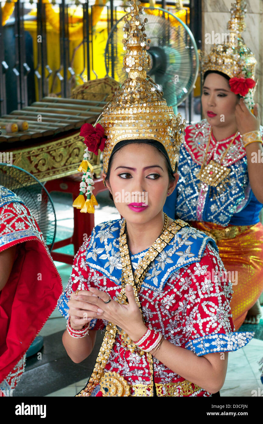 Eine thailändische Tänzerin bei den Erawan-Schrein-Bangkok-Thailand Stockfoto