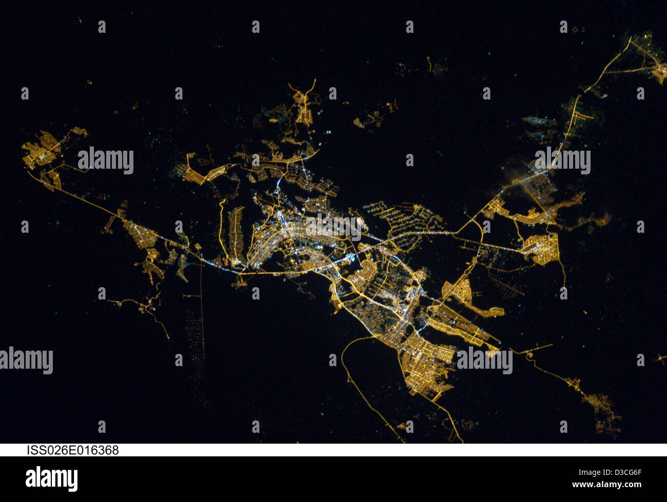 Brasilia, Brasilien in der Nacht (NASA, internationale Raumstation, 08.01.11) Stockfoto