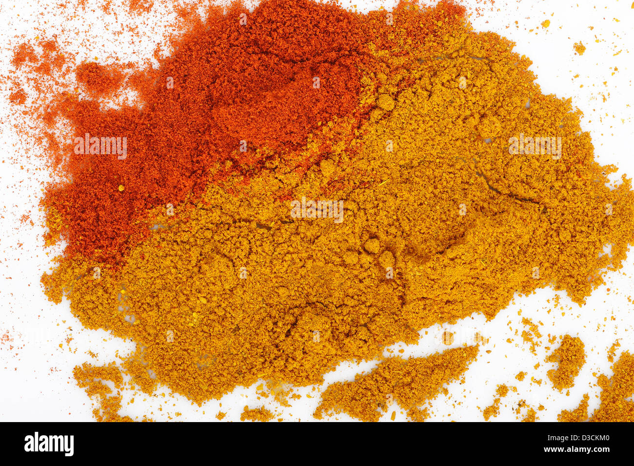 Paprikapulver und Currypulver Stockfoto