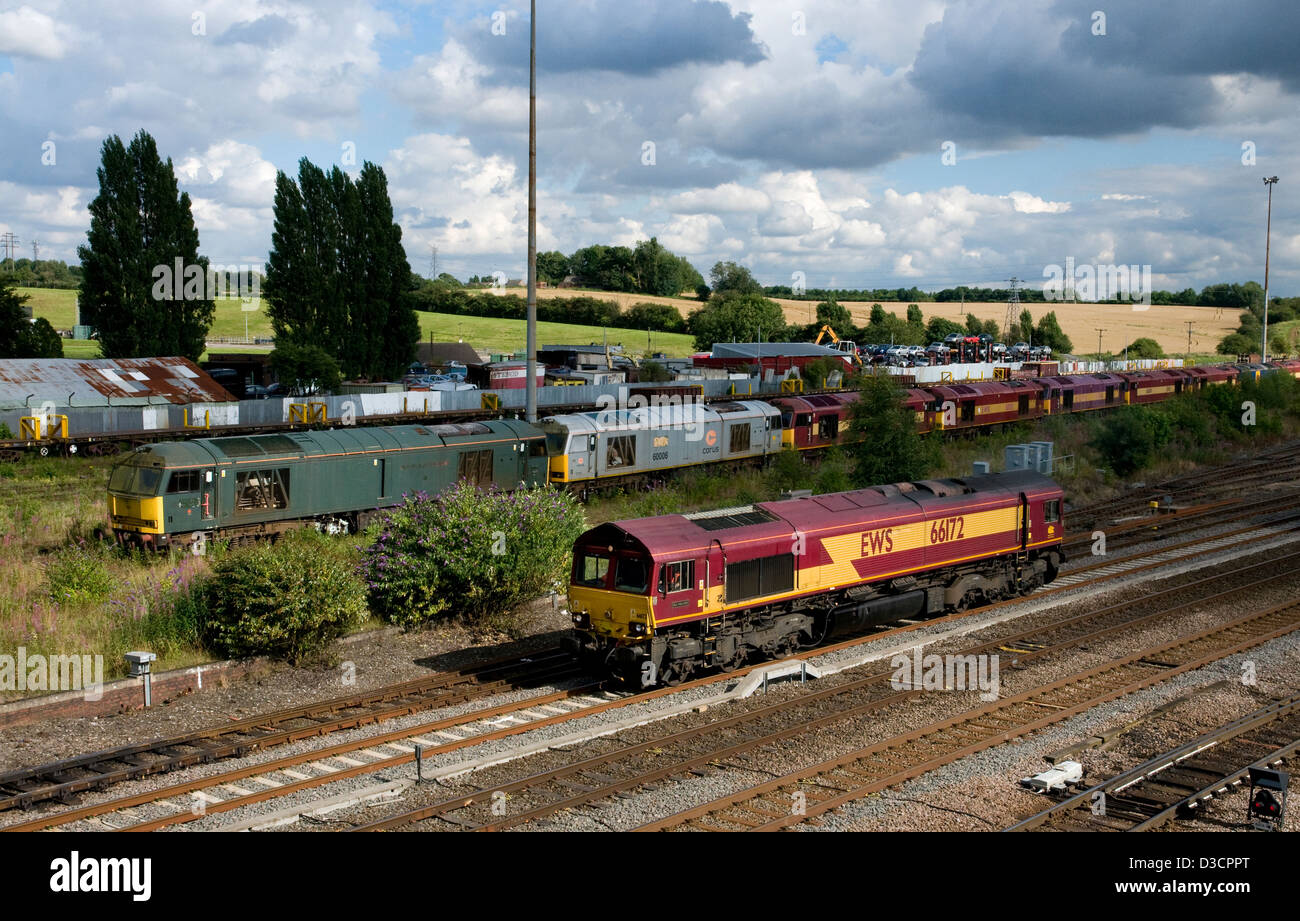 Klasse 66,66172, dieselelektrische Lok, Toton Hof, Zeile gespeicherten Klasse 60er Jahre, nottingham Stockfoto