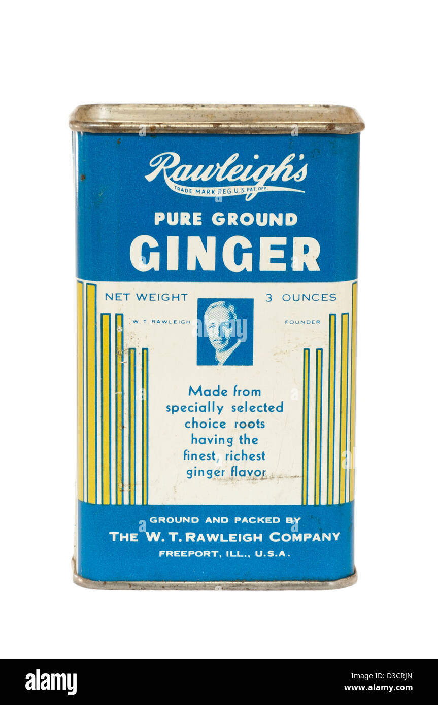 Dose mit Rawleighs reiner gemahlener Ingwer Stockfoto