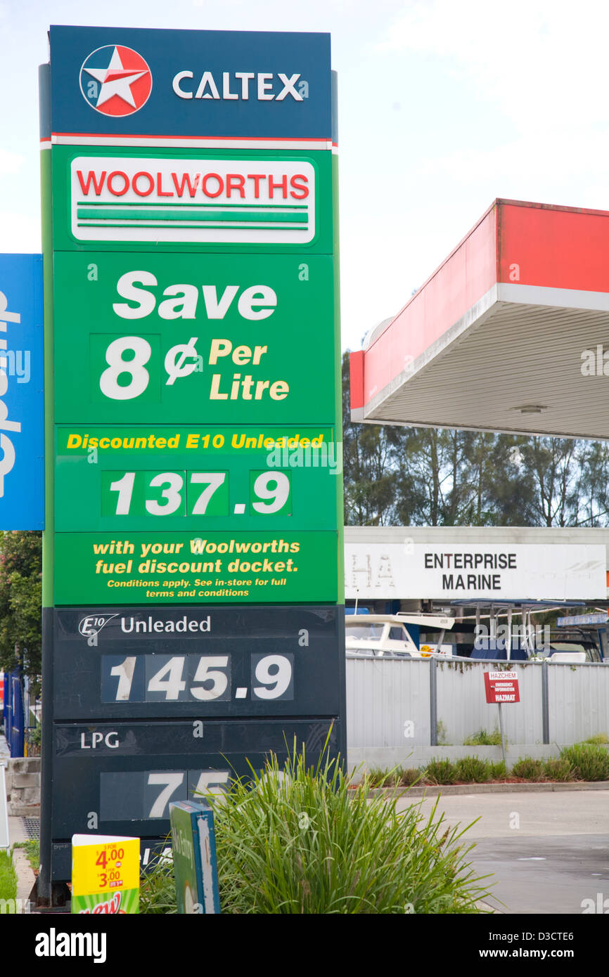 Caltex Woolworths Tankstelle in Sydney, Australien Stockfoto