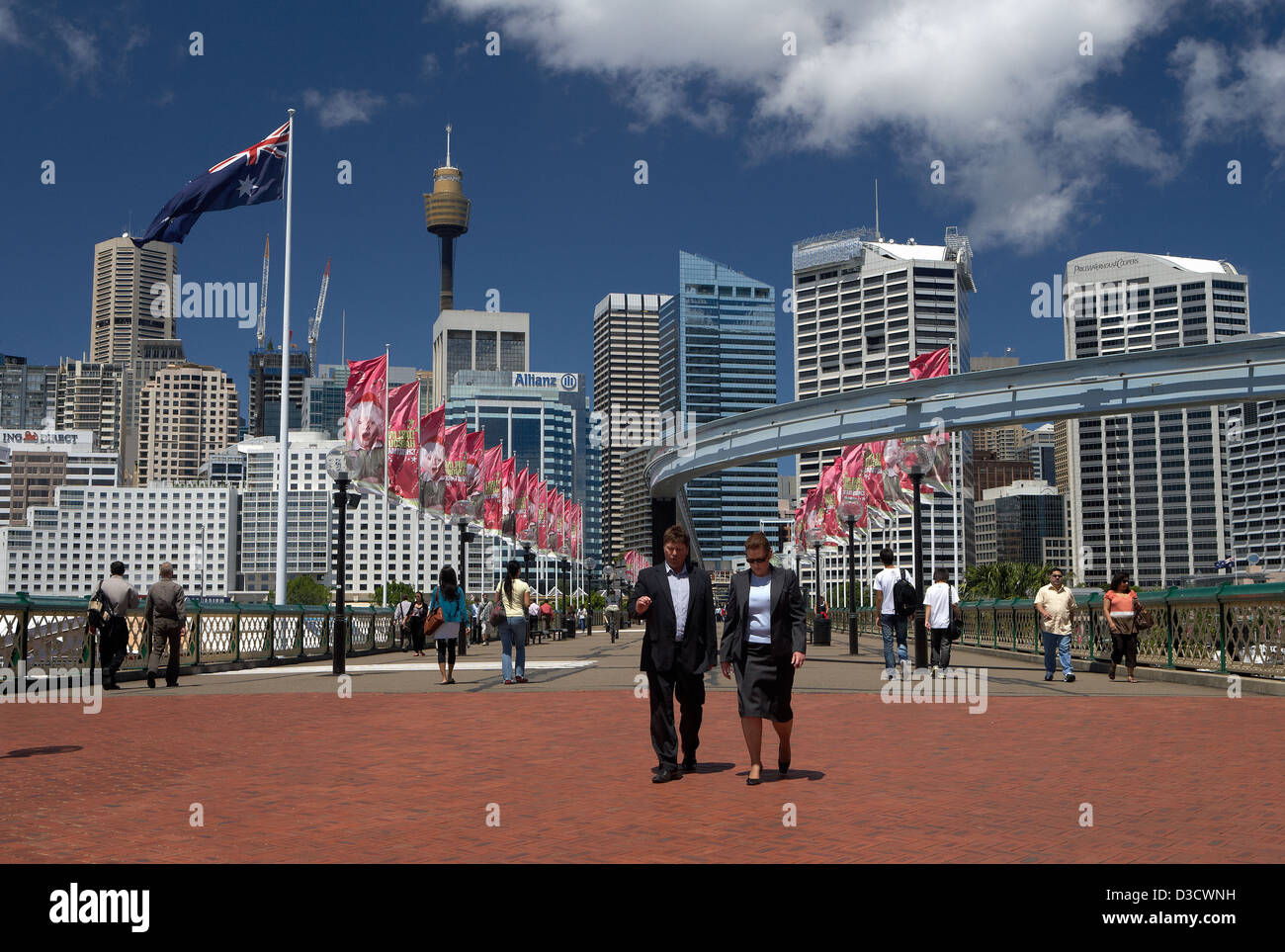 Sydney, Australien, auf die Pyrmont Bridge in Darling Harbour Bezirk Stockfoto