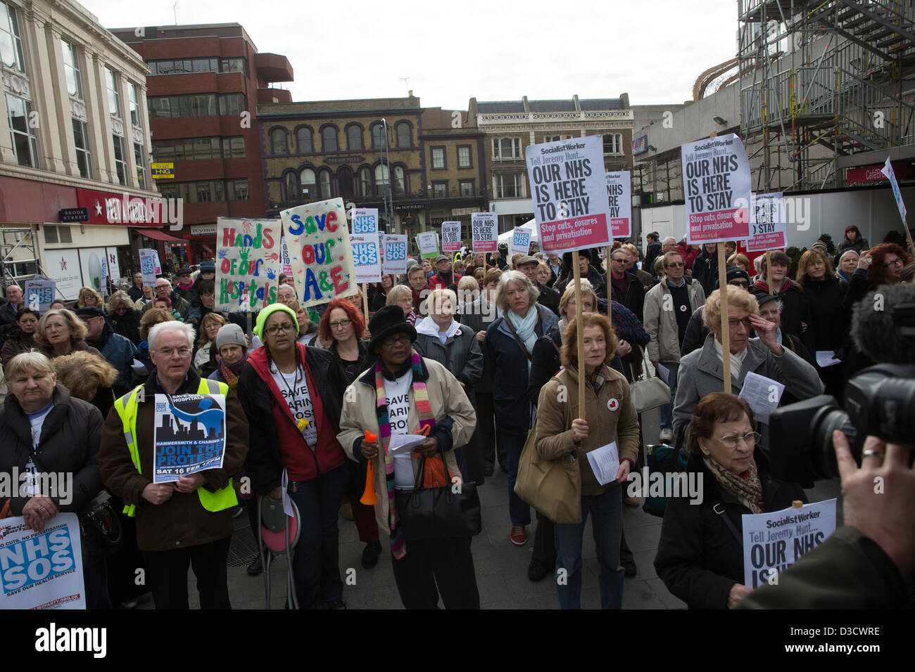 während des Protestes gegen die Kürzungen und Krankenhaus-Verschlüsse. 16.02.12 Hammersmith London Stockfoto