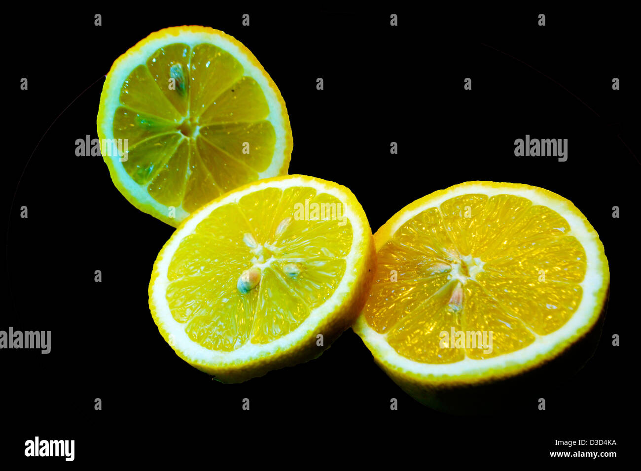 in Scheiben geschnittenen Zitrone Limette und Lime Stockfoto