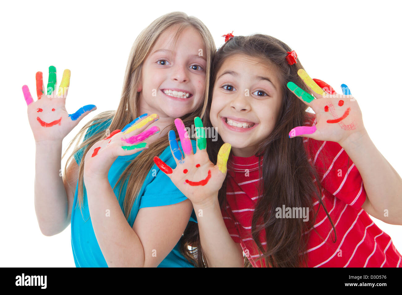 glückliche Kinder malen mit Farbe spielen Stockfoto