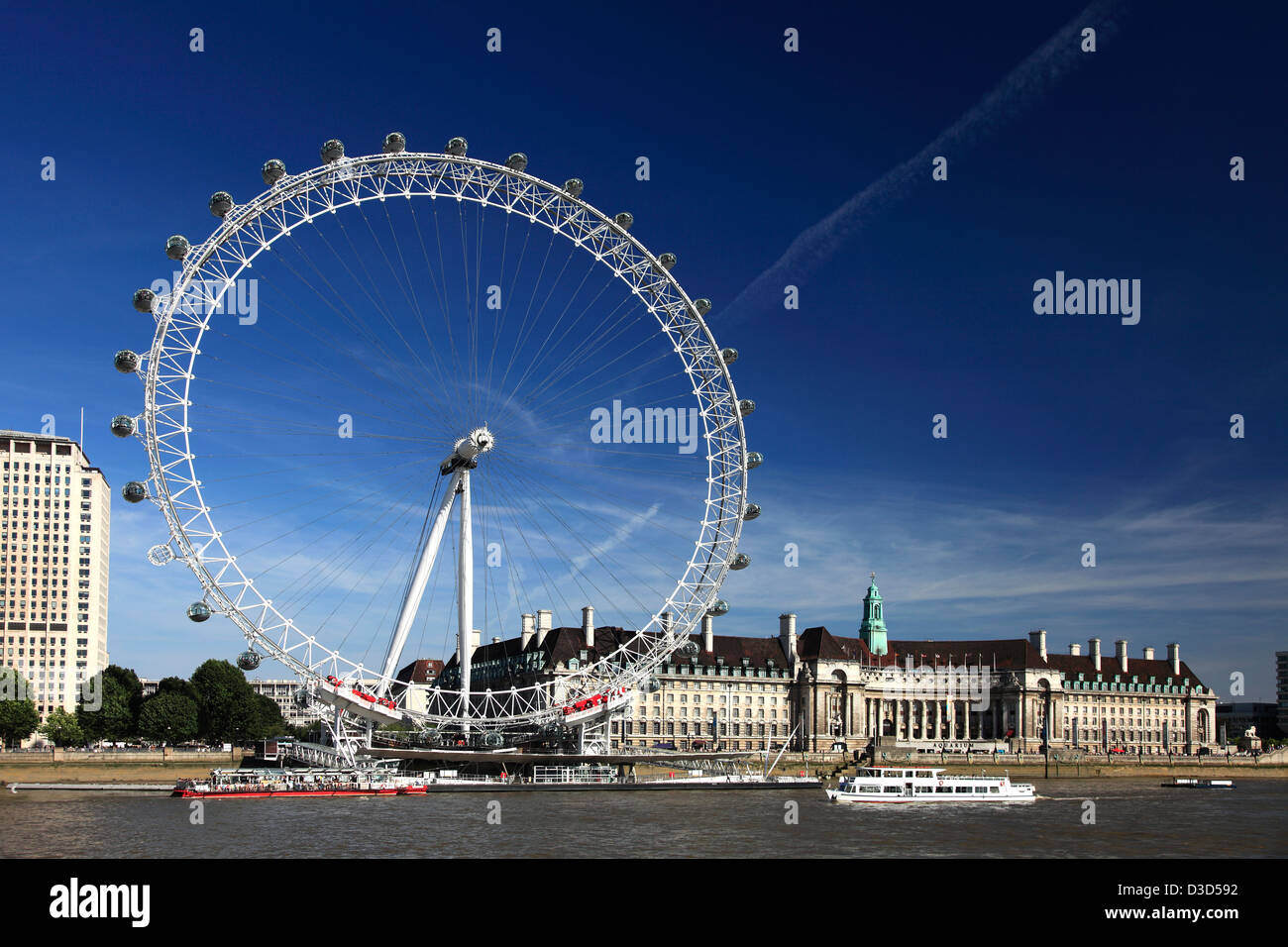 British Airways London Eye oder Millennium Beobachtung Rad, South Bank, River Thames, Lambeth, London City, England, UK Stockfoto