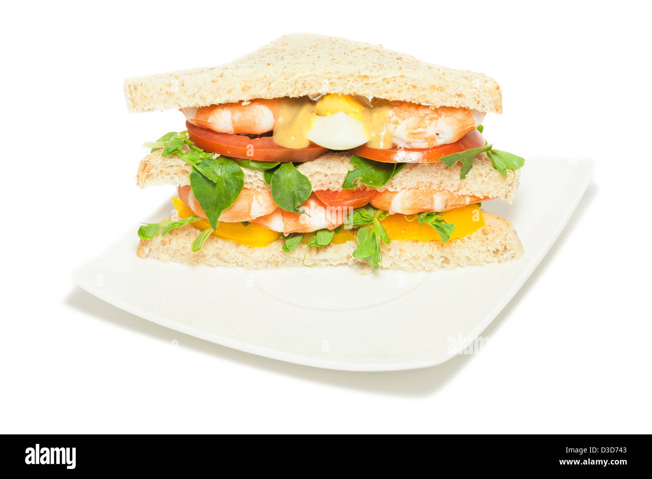 Shrimp-Sandwich, isoliert auf weißem Hintergrund Stockfoto
