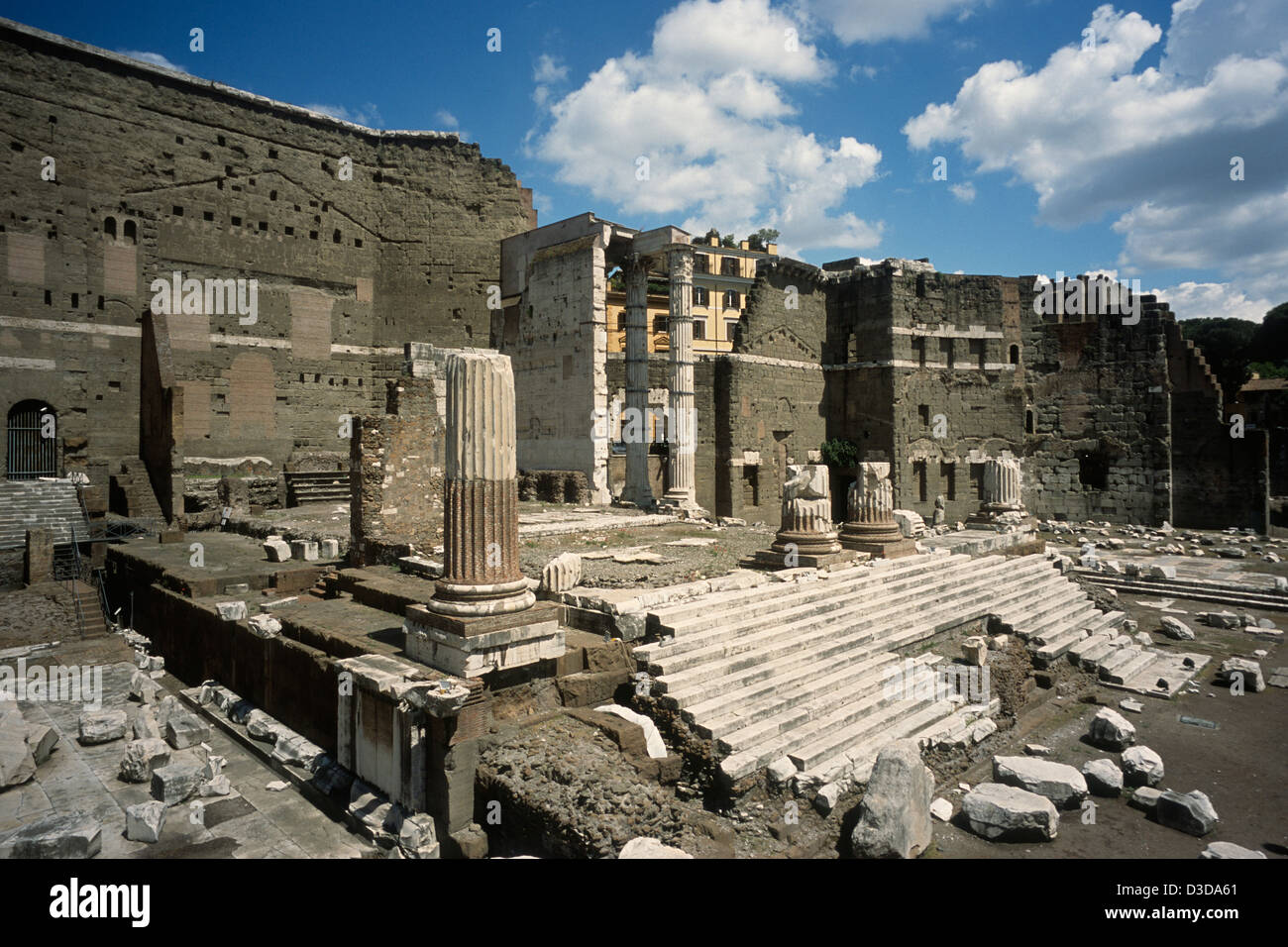 Rom. Italien. Podium der Mars-Tempel auf dem Forum des Augustus. Stockfoto