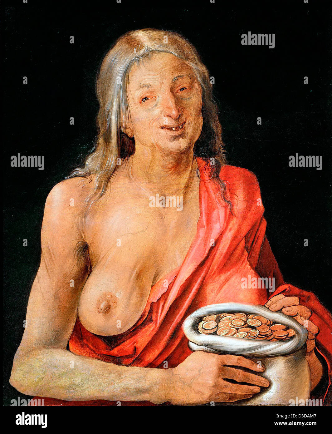 Albrecht Dürer, Allegorie des Geizes 1507 Öl auf Holz. Kunsthistorisches Museum, Wien Stockfoto