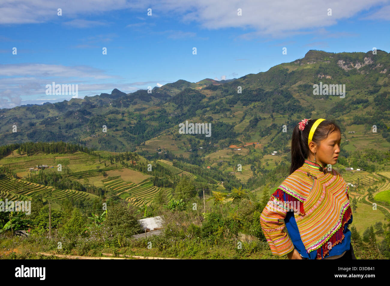 Vietnam, Lao Cai-Provinz. Flower Hmong-Minderheit, Stockfoto