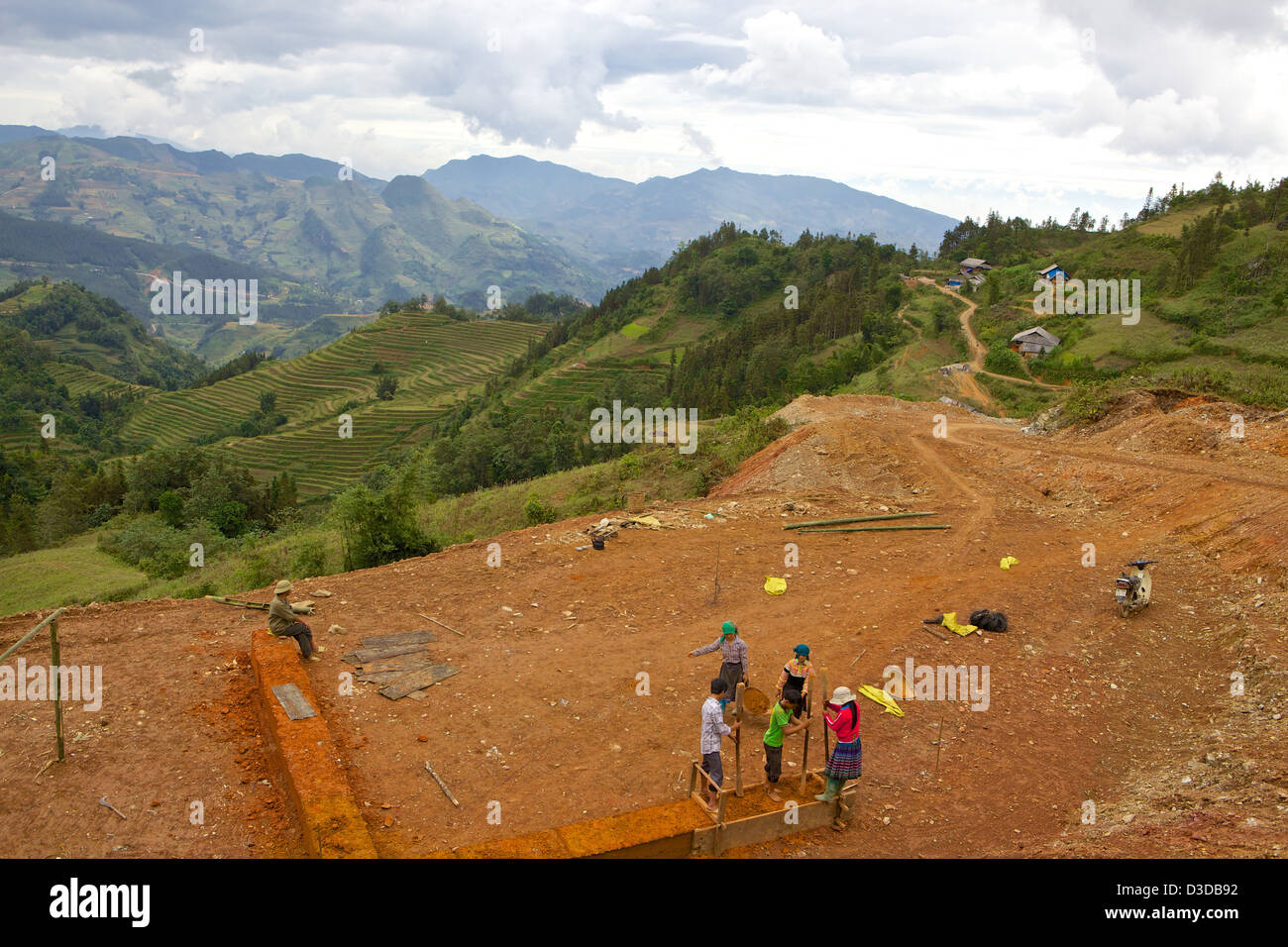 Vietnam, Lao Cai-Provinz. Flower Hmong-Minderheit Stockfoto