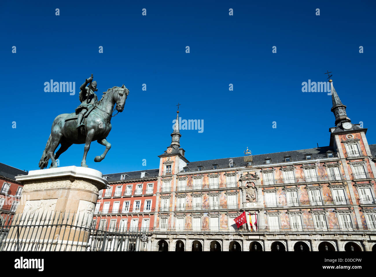 Reiterstandbild von Philipp III auf der Plaza Mayor, Madrid, Spanien Stockfoto