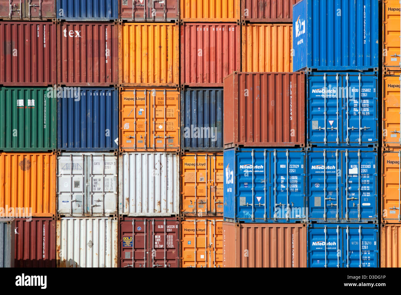 Rotterdam, Niederlande, Container-Stapel in Rotterdam Stockfoto