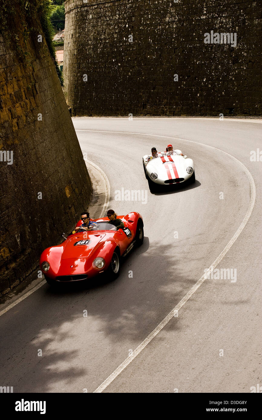 Oldtimer unterwegs, Mille Miglia Autorennen, Italien, 2008 Stockfoto