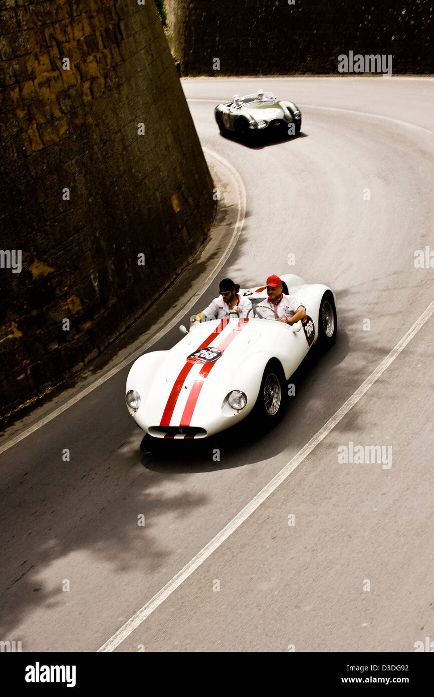 Oldtimer unterwegs, Mille Miglia Autorennen, Italien, 2008 Stockfoto