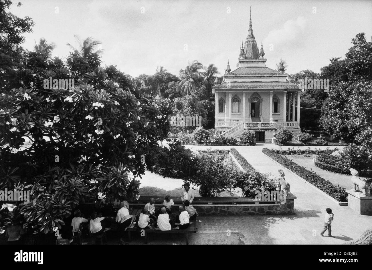 Kambodscha: auf dem ruhigen Gelände eines Phnom Penh Pagoden. Stockfoto