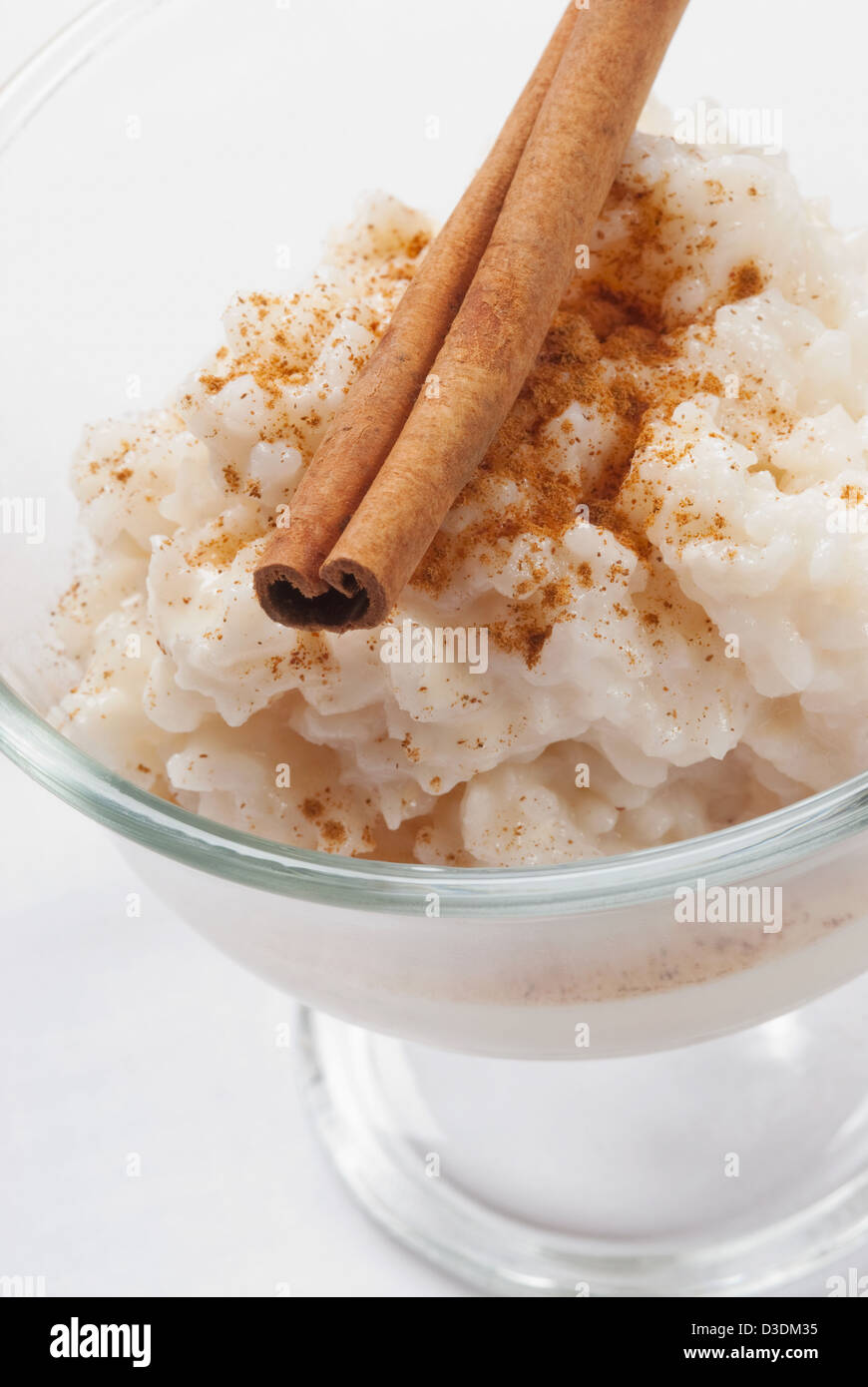 Reis mit Milch eine Zimt bar Stockfoto