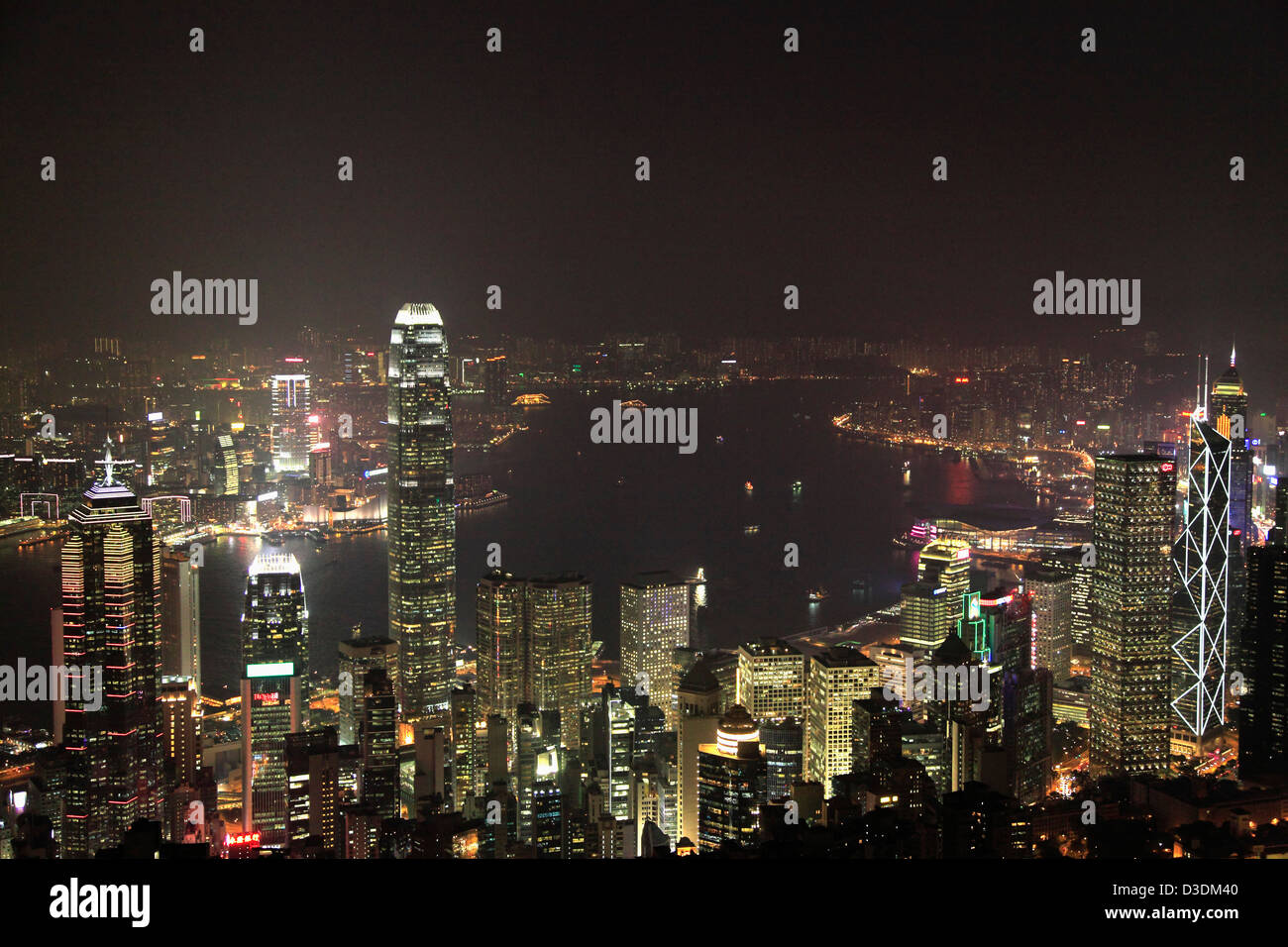 China, Hong Kong, Victoria Harbour, Skyline, Stockfoto