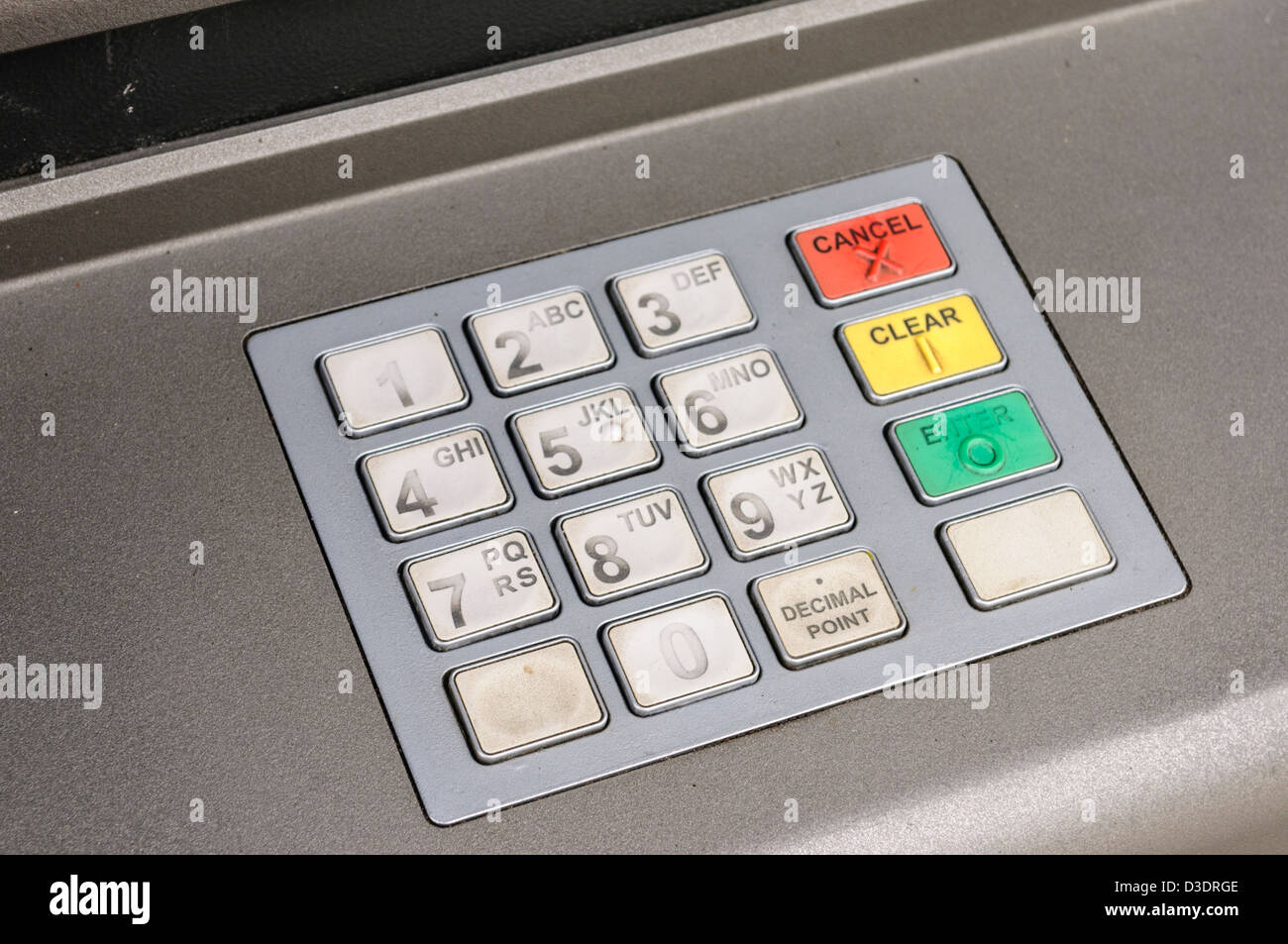 Tastatur des einen Geldautomaten Stockfoto