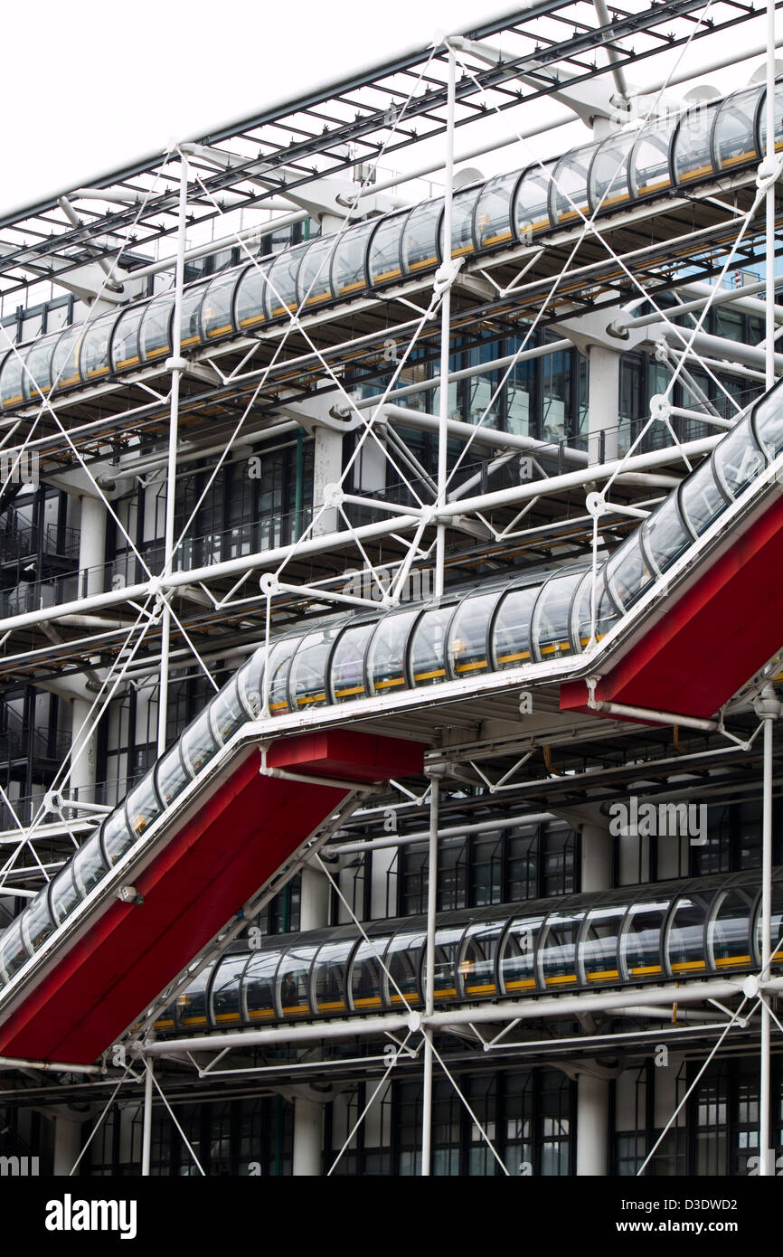 Eingeschränkte Sicht auf das berühmte Pompidou Museum befindet sich in Paris, Frankreich. Stockfoto