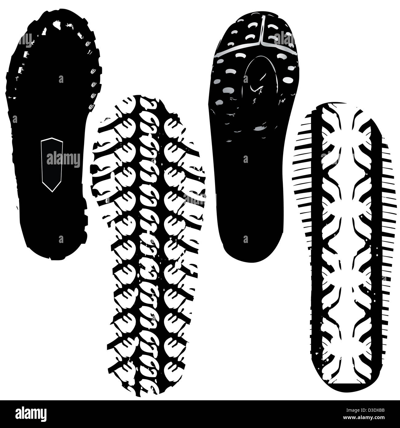 verschiedene shoeprint Stockfoto