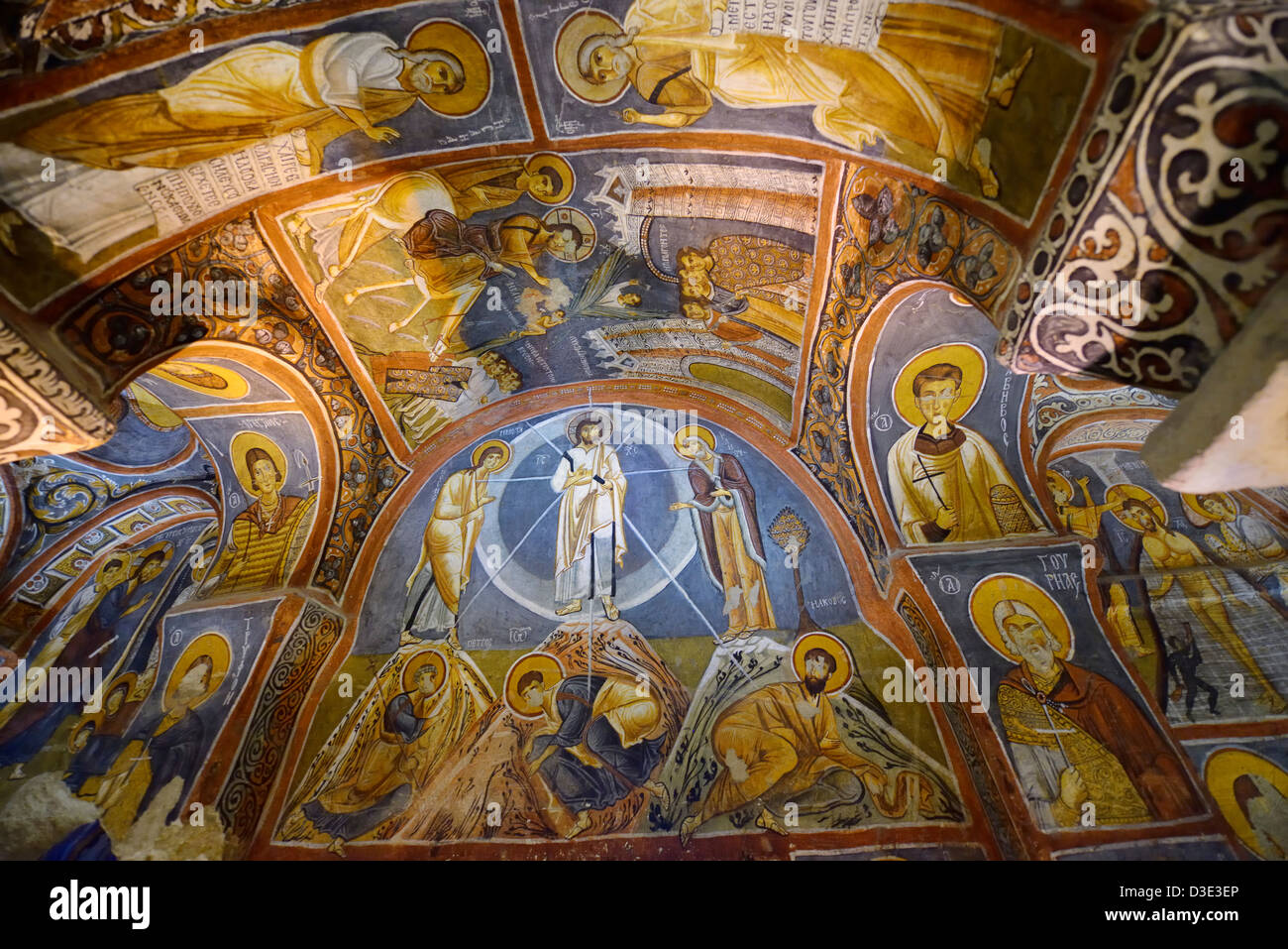 Byzantinische Fresken aus dem Leben Christi in die dunkle Kirche christliche Kloster Göreme Open Air Museum Kappadokien Türkei Stockfoto