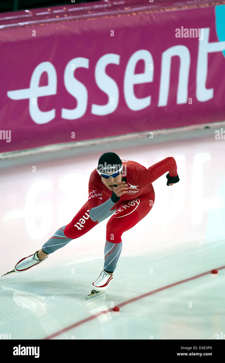 Hamar, Norwegen. 17. Februar 2013.  Essent ISU World Allround Speed Skating Championships 2013 Mari Hemmer von Norwegen in Aktion bei den Ladies Division 1500m Speed-Skating Championships in der Viking Schiff Olympic Arena in Hamar, Norwegen. Bildnachweis: Action Plus Sport Bilder/Alamy Live News Stockfoto