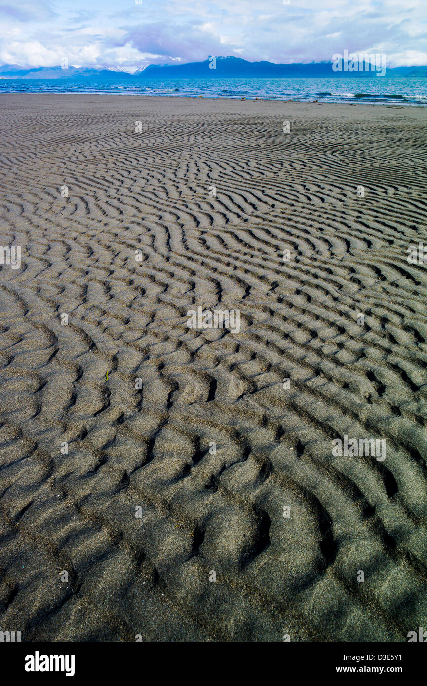 Wind und Wasser Formen den Sand zu Mustern, Bischof Strand, Homer, Alaska, USA Stockfoto