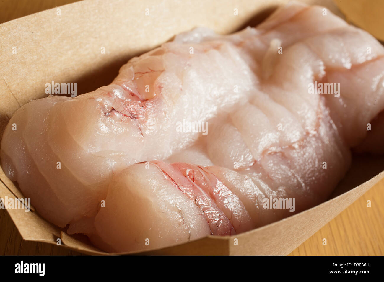 Ein Stück rohes Seeteufel Filet Stockfoto