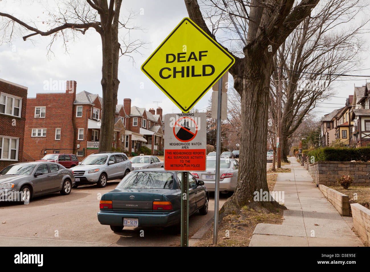 Gehörlosen Kind Straßenschild - USA Stockfoto