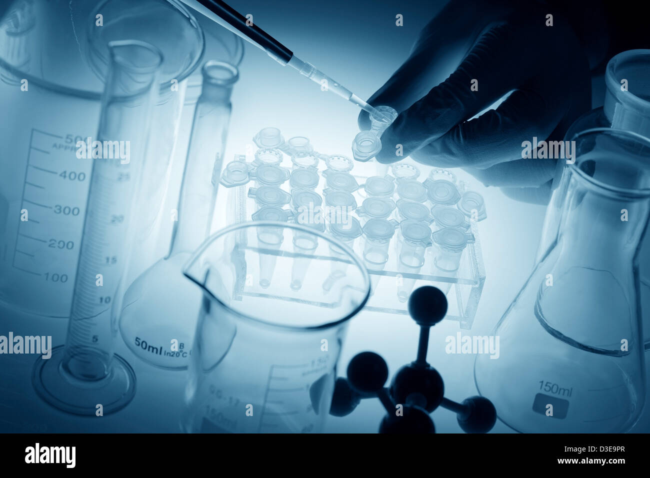Wissenschaft und medizinische Forschung, chemisches Labor. Stockfoto