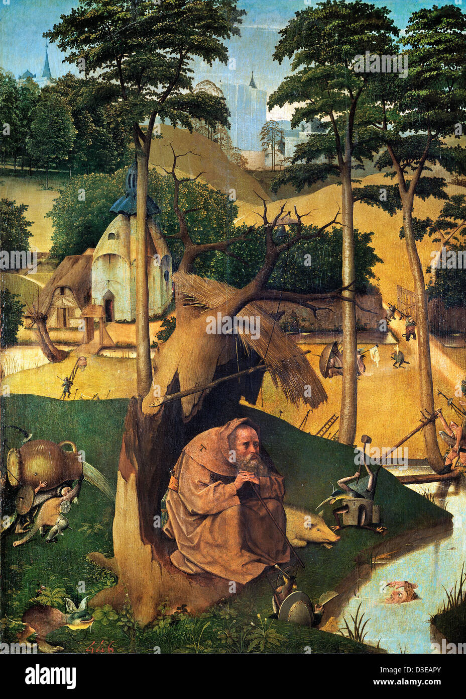 Hieronymus Bosch, The Temptation of St. Anthony 1500-1525 Öl auf Holz. Museo del Prado, Madrid, Spanien Stockfoto