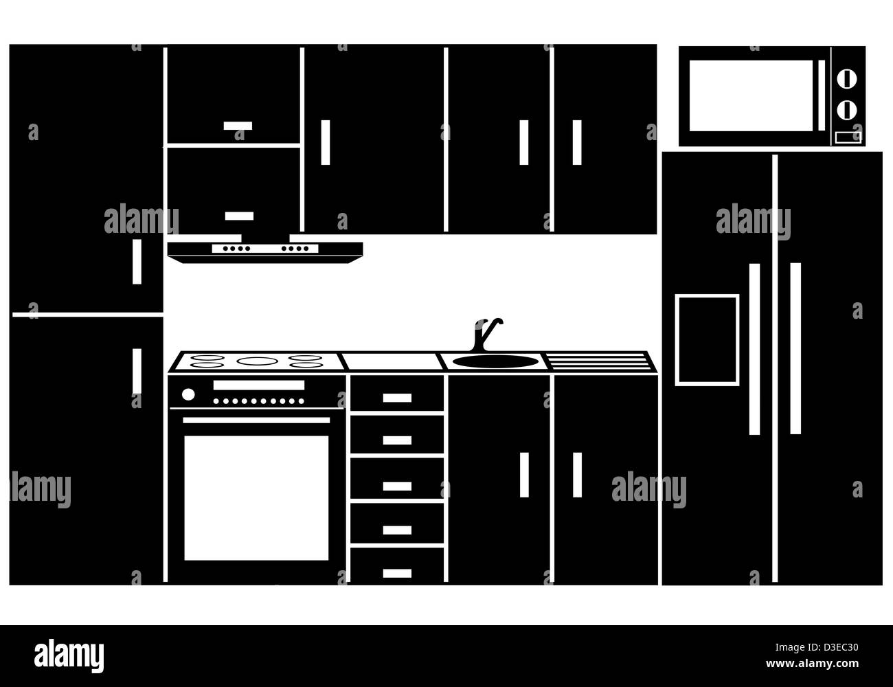 Küchenmöbel, isoliert Stockfoto