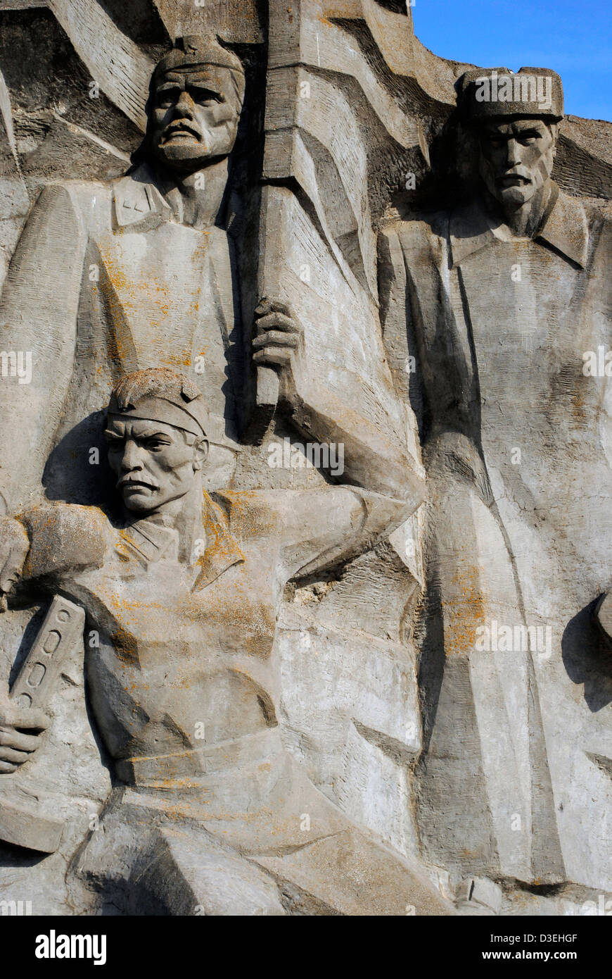 Ukraine. Krim. Denkmal für die Verteidigung der Adzhi Steinbruch, 1982, gegen die Nazi-Besatzung im Jahre 1942. Detail. Stockfoto